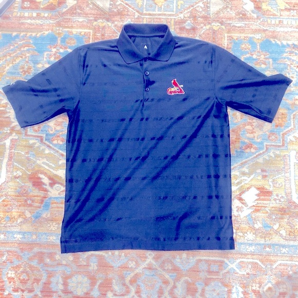 Antigua Other - St Louis Cardinals Polo Shirt MENS Medium Antigua Navy Striped Polyester